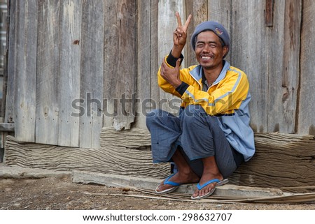 CHIN STATE, MYANMAR - JUNE 22 2015: Local village man in the recently opened for tourists Chin State Mountainous Region, Myanmar (Burma)