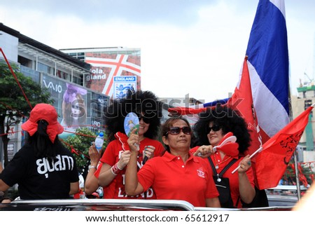 BANGKOK, THAILAND - NOV 19: Red Shirts - At least 10,000 anti-government protesters return to Bangkok\'s streets on November 19, 2010 in Thailand to mark the 6 month anniversary of a deadly military crackdown