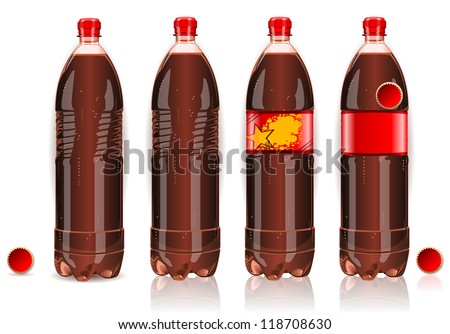 Plastic Label Bottle of Soda Cola.
