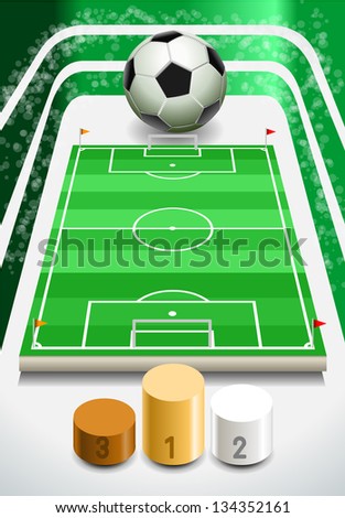 Soccer Field with Soccer Ball and Podium
