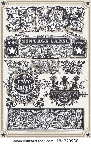 Detailed illustration of a Vintage Hand Drawn Graphic Banners and Labels