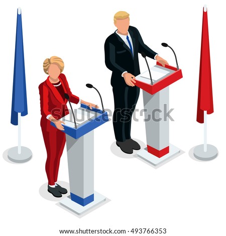 Election News pools infographic. Us Democrat vs Republican party candidate trump icon. Usa election presidential live stream. Usa trump tribune election