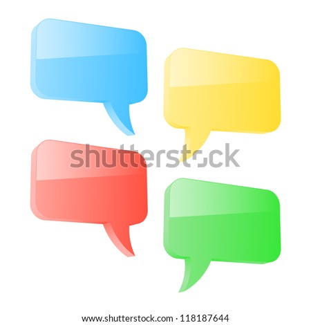 Set of colorful 3d speech bubbles. Vector illustration