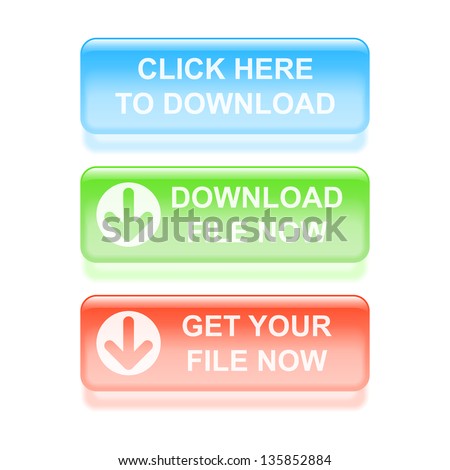 Glassy download buttons. Vector illustration.