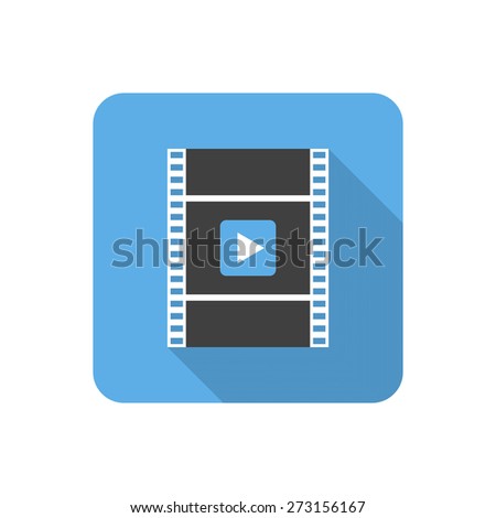 Flat video icon with long shadow. Vector illustration