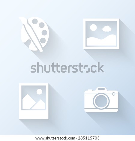 Flat image icons with long shadows. Vector illustration