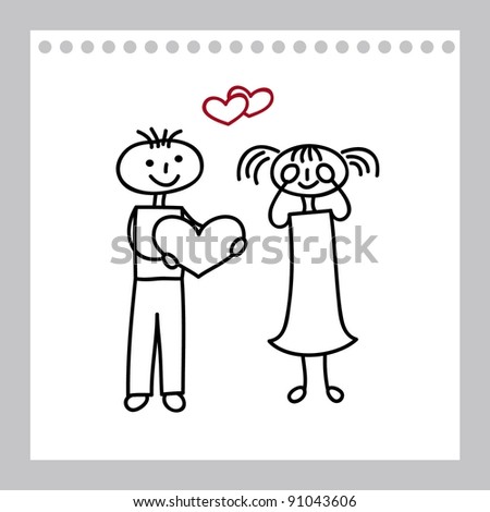 Couple In Love (Cartoon Doodle) Stock Vector Illustration 91043606 ...