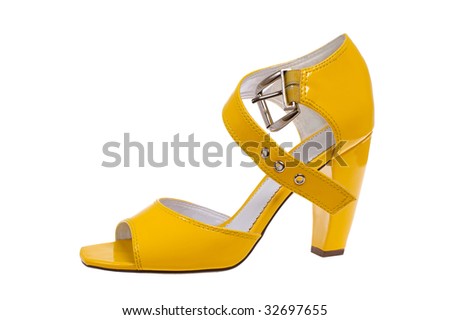 Yellow woman shoe isolated on white background