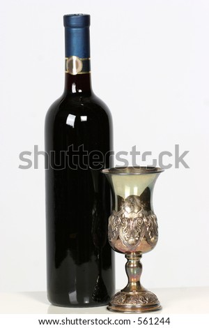 Kaddish cup and red wine