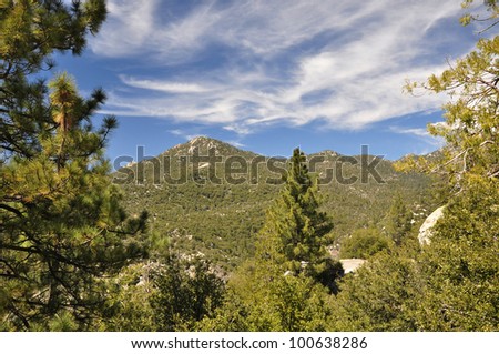 A beautiful cloud filled sky settles over Mount San Jacinto in Southern California.