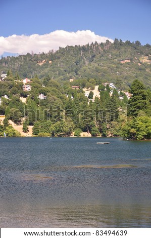 View of the east end of Lake Gregory. Located in the mountains of Southern California.