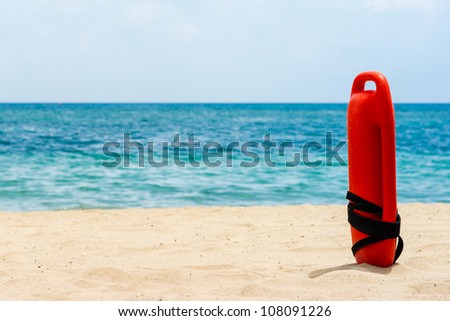 Red buoy for a lifeguard to save people from drowning