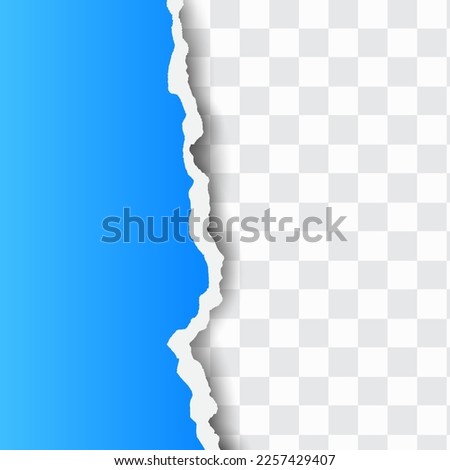 Vertical blue paper torn strips for text or message., vector illustration