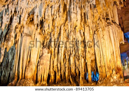 Stalagtites in a cave