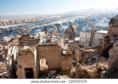 Ruined house in the Middle East at winter