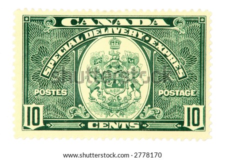 Special Delivery Express postage stamp, Canadian, issued 1939.
