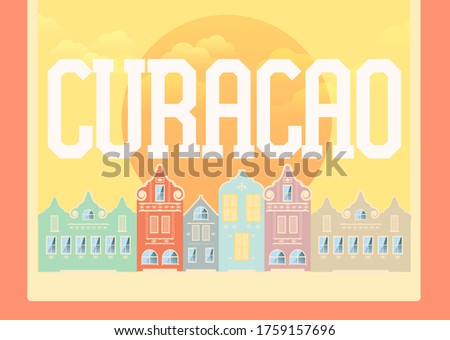Curacao vector building background vintage  