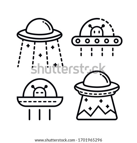 UFO outline graphic vector set in different styles