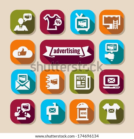 Elegant Marketing and Advertisement  Icons Set.