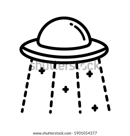UFO outline graphic vector set in different styles isolated on a white background.
