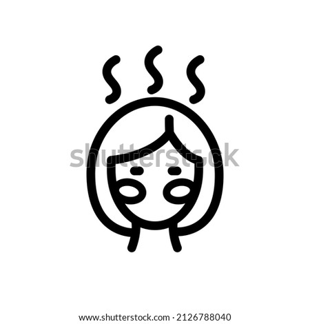 Hot flashes line icon. Disease or menopause symptom. Outline vector illustration icon. Isolated om white background.