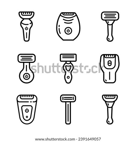 Shaving razors isolated outline icon set. Vector illustration shaver on white background . Vector outline set icon accessory for shave.