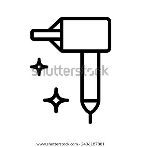 Dryer hair icon, hairdryer with blow air, use appliance, thin line web symbol. Vector illustration on white background.
