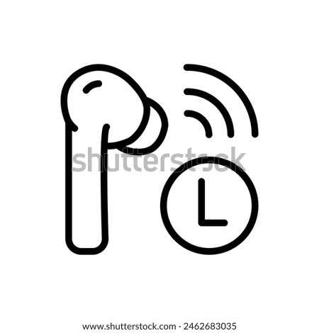 Wireless left earbuds outline icon. Vector line sign for web design isolated on white background.