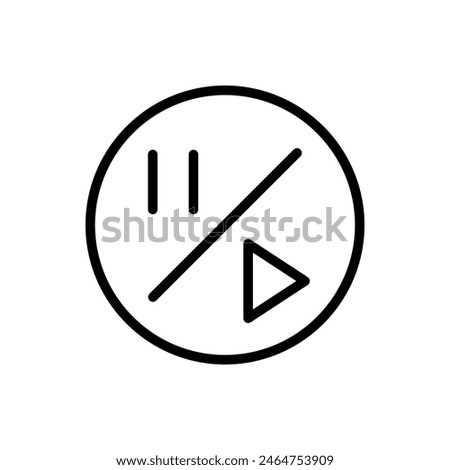Play and pause button, vector outline icon illustration. Video Audio Player. Simple vector button icon isolated on white background.
