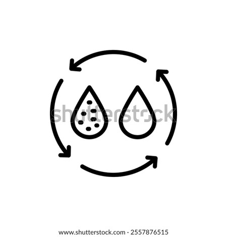 Filter water line icon. Osmosis and desalination. Filtration process. Potable water. Outline sign of filter water vector icons for web design isolated on white background.