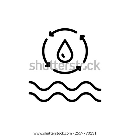 Filter water line icon. Osmosis and desalination. Filtration process. Potable water. Outline sign of filter water vector icons for web design isolated on white background.