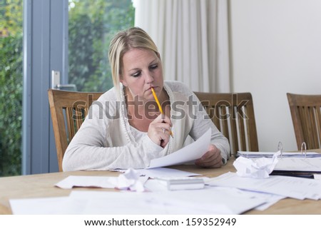 Woman with financial debt