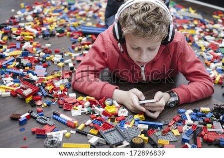 Image, Stock Photo boy with smartphone