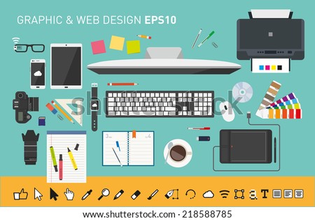 Vector graphic designers desk