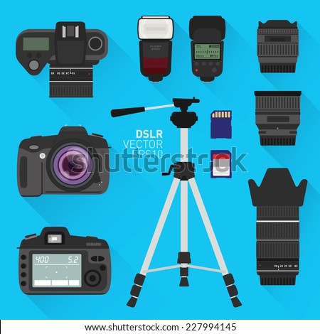 DSLR vector camera set