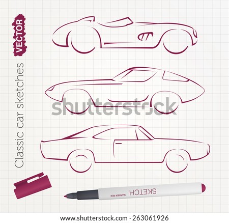 Vector sports car sketches