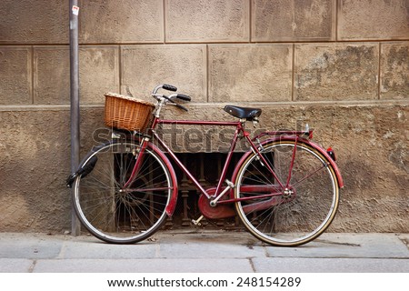 Old vintage Italian bicycle with big basket