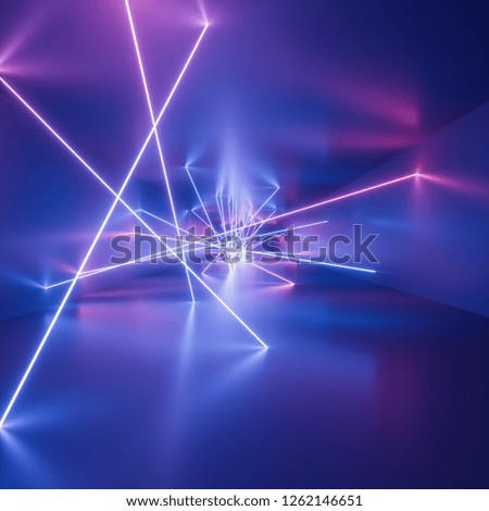 Similar – Image, Stock Photo ultraviolet neon square lines, glowing lines, tunnel, corridor, virtual reality, abstract fashion background, violet neon lights, arch, pink blue vibrant colors, laser show