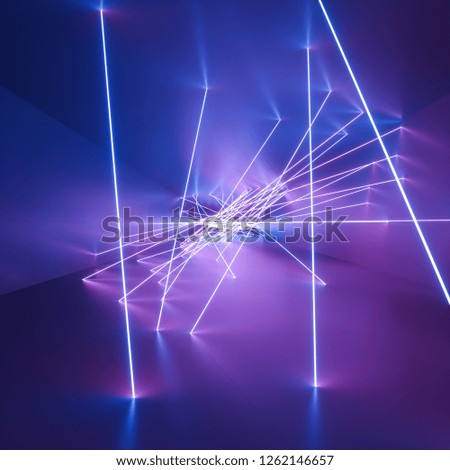 Similar – Image, Stock Photo ultraviolet neon square lines, glowing lines, tunnel, corridor, virtual reality, abstract fashion background, violet neon lights, arch, pink blue vibrant colors, laser show