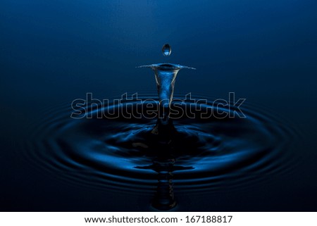 liquid art Water drop collision splash a Liquid Sculpture like a human figure in blue colors