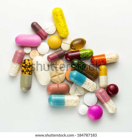 diferent Tablets capsule therapy drugs pills flu antibiotic pharmacy medicine medical