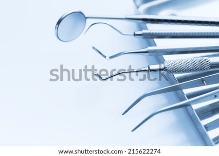 dentist equipment on a tray dental medicine