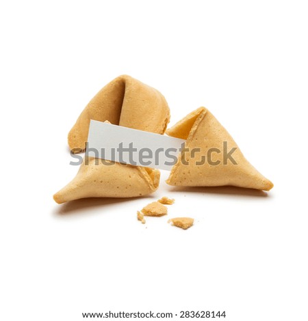 fortune cookies with crumbs and note