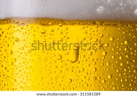 cold german beer with dew drops