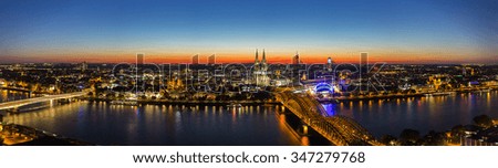 Image, Stock Photo panoramic view of cologne city at dusk