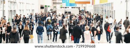 large crowd of anonymous blurred people at a trade fair Photo stock © 