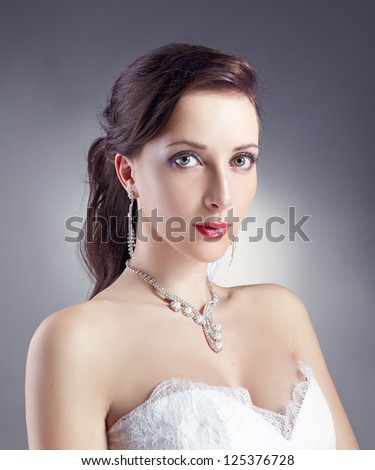 Bride beautiful woman in wedding dress - wedding style