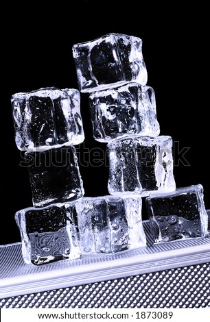 Ice cubes on freezer tray