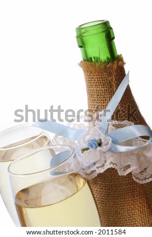 Champagne and wedding garter