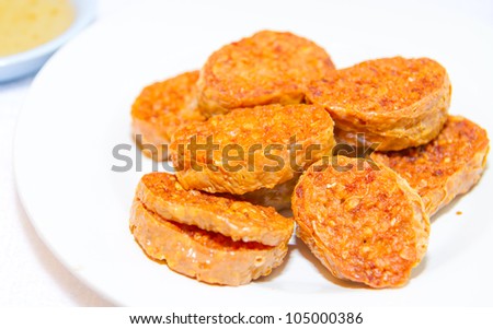 taro chips and fried tofu, traditional chinese food